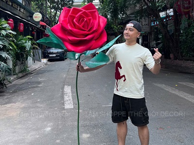 [Order 3-5 ngày] Cành hoa Hồng cỡ lớn [Nhẹ - Có đế tự đứng] D180cm CANHHOA-11